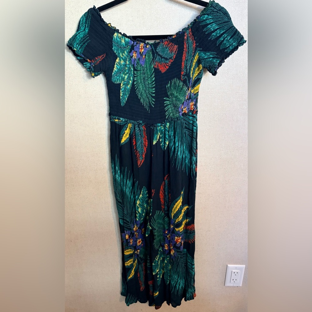 Patrons of Peace Off The Shoulder Jumpsuit Size Small Tropical Print Beach Boho - Picture 5 of 13